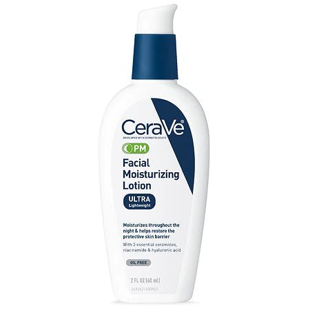 CeraVe Face Lotion for Night with Hyaluronic Acid, Fragrance Free PM Night Cream